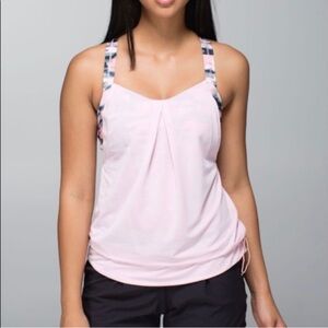 Lululemon Rest Less Tank Heathered Pink camo tank with bra